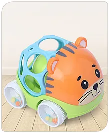 Babyhug Premium Tiger Free Wheel Car Cum Orange Rattle...