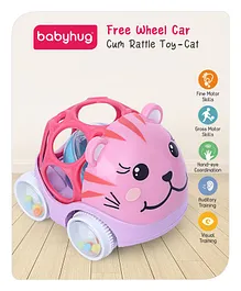 Babyhug Premium Cat Free Wheel Car Cum Pink Rattle...