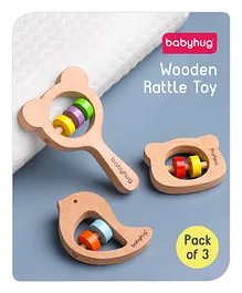 Babyhug Wooden Teething Rattle Toy Pack Of 3 -...