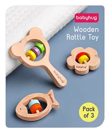 Babyhug Wooden Teething Rattle Toy Pack Of 3 -...
