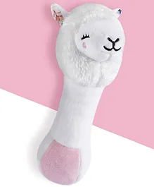 Bonfino Lama Plush Rattle Toy - White & Pink