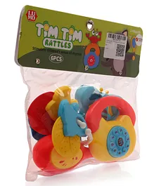 KiddyBuddy Fruit & Bugs Shaped Rattle Toy Pack of 6 -...