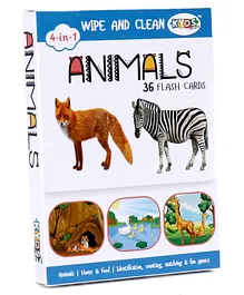 Kyds Play 4 in 1 Wipe & Clean Animals Flash Cards - 36...