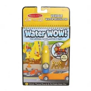 Melissa & Doug On The Go Water Wow! Vehicles (Reusable Water-Reveal Activity Pad, Chunky-Size Water Pen) DIY Art & Craft Kit for Kids age 3Y+
