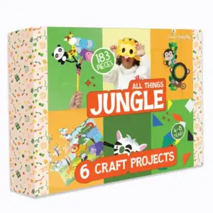 Jack In The Box Jungle Themed Art and Craft Kit 6 Crafts-in-1 For Boys and Girls Ages 5Y+, Multicolour