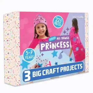 Jack In The Box Princess Themed Make a Cape, Tiara and Wand 3 Craft Projects in 1 Box Arts and Crafts for Girls Ages 3Y+, Multicolour