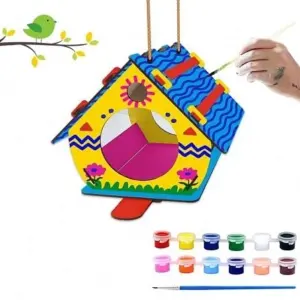 Webby DIY Wooden Build & Paint Bird House for Kids Toy,  3Y+ (Multicolour)