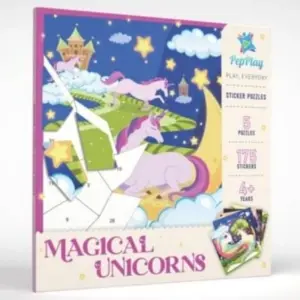 PepPlay Magical Unicorn Sticker Puzzle with Set of 5 Jigsaw Puzzles children 4 Years Old and Above (23 x 23 cm)