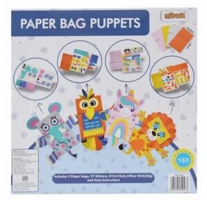 Paper Bag Puppets by Mirada for Kids of, Art and Craft Activity, Multicolor, Includes 4 Paper Bag, 97 Stickers, 81 Cut Outs, 1 Glue Stick