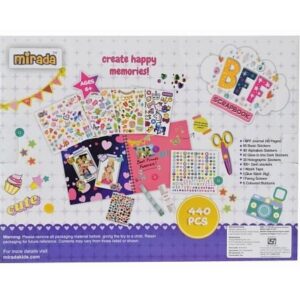 Create Your Own Scrapbook/BFF Diary by Mirada, Includes 440 Pcs & Glow In The Dark Stickers, Multicolour, 3 Years+