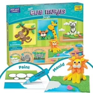 Imagimake Clay Mural Jungle Glass Painting Craft Set for kids 5Y+, Multicolour