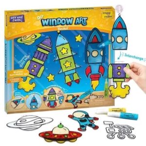 Imagimake Window Art Rocket Glass Painting Craft set for kids 5Y+, Multicolour