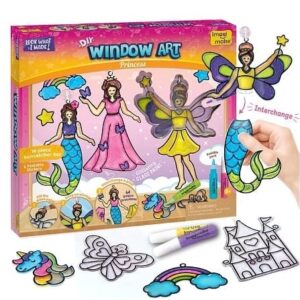 Imagimake Window Art Princess Glass Painting Craft Kit for kids 5Y+, Multicolour