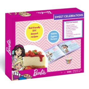 Barbie Sweet Celebrations Kid Friendly DIY Desert Recipes, Includes A receipe Book & Bakeware and Chef's hat, Kids for 7Y+, Multicolour