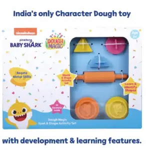 Dough Magic Baby Shark Spot & Shape Activity Set For Kids of Age 3Y+, Multicolour