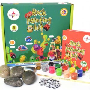 Kalakaram Kids Rock Painting Kit, with Re-usable Rock, Ultimate All in One Rock Art Kit, DIY Painting Set with Washable Paint For Kids, 5Y+, Multicolour