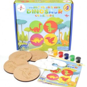 Kalakaram Paint Your Own Dinosaur Coaster DIY Kit for Kids, Fun & Educational Paint Activity for Kids, Hobby and Craft Kit, 5Y+, Multicolour