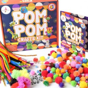 Kalakaram Pom Pom Crafts Kit for Kids, DIY Fun Activity for Kids 5 Year Old, DIY Hobby Crafts for Kids, Pom Pom Activity Kits, Multi Color, Art Craft Kit for Kids, 5Y+, Multicolour