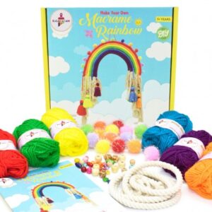 Kalakaram Make Your Own Macrame Rainbow Kit, DIY Room Decor Kit for Girls, Art & Craft Kit, Birthday Gift for Kids, Rainbow Home Decor Kit for Girls, 8Y+, Multicolour