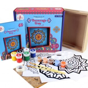 Kalakaram Mandala Art Beverage Tray Painting Kit, Kids DIY Painting Activity Kit, Educational and Gifting for Kids, 12Y+, Multicolour