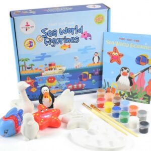 Kalakaram Sea World Figurine Painting Kit, Paint 5 Sea World Animals with this Kit, Kids Painting Kit, 5Y+, Multicolour