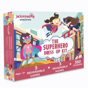 Jack In The Box Superhero Dress Up Costumes, Capes, Masks and Craft For Girls Ages 3Y+, Multicolour