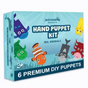 Jack In The Box Hand Puppet Sea Animal DIY Arts and Craft Kit for Kids 6-in-1 For Kids of Age 3Y+, Multicolour