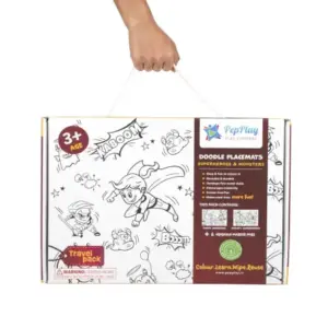 PepPlay Doodle Placemats Superheroes & Monsters For Kids of Age 3Y+, Multicolour