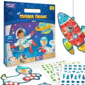 Imagimake Mirror Mosaic Space DIY Craft Kit, 3Y+