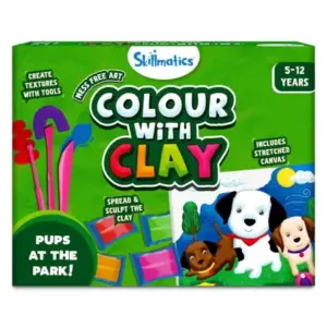 Skillmatics Colour With Clay: Pups At The Park, No Mess Art Clay Canvas, 5Y+