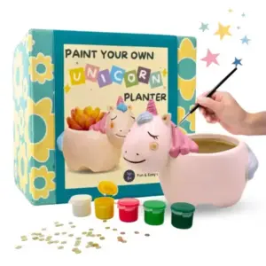 Craftopedia Paint Your Own Unicorn Planter Kit, DIY Art and Craft Ceramic Activity Kit, Gift Set, 4Y+