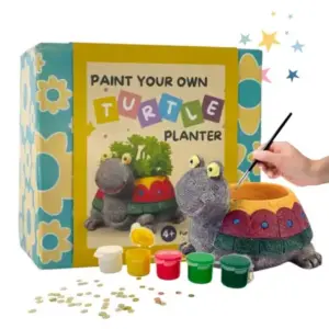 Craftopedia Paint Your Own Turtle Planter Kit, DIY Art and Craft Ceramic Activity Kit, Gift Set, 4Y+