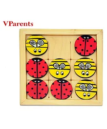 VParents Wooden Bug Bee Tic Tac Toe Board - Off White