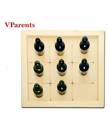 VParents Wooden Peg Doll Tic Tac Toe Board - Off White...