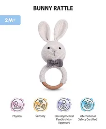 Intellibaby Crochet & Wood Bunny Rattle |Tactile &...